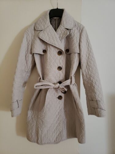 Max Mara  Quilted Trench  Belted Jacket Sz 4 Gray 