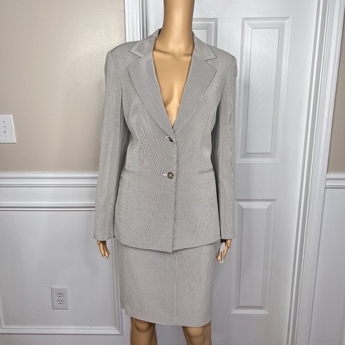 New TALBOTS 3PC Brown Striped Wool Blend Lined Skirt Suit Pants Size 6 MSRP $328 - Picture 3 of 13