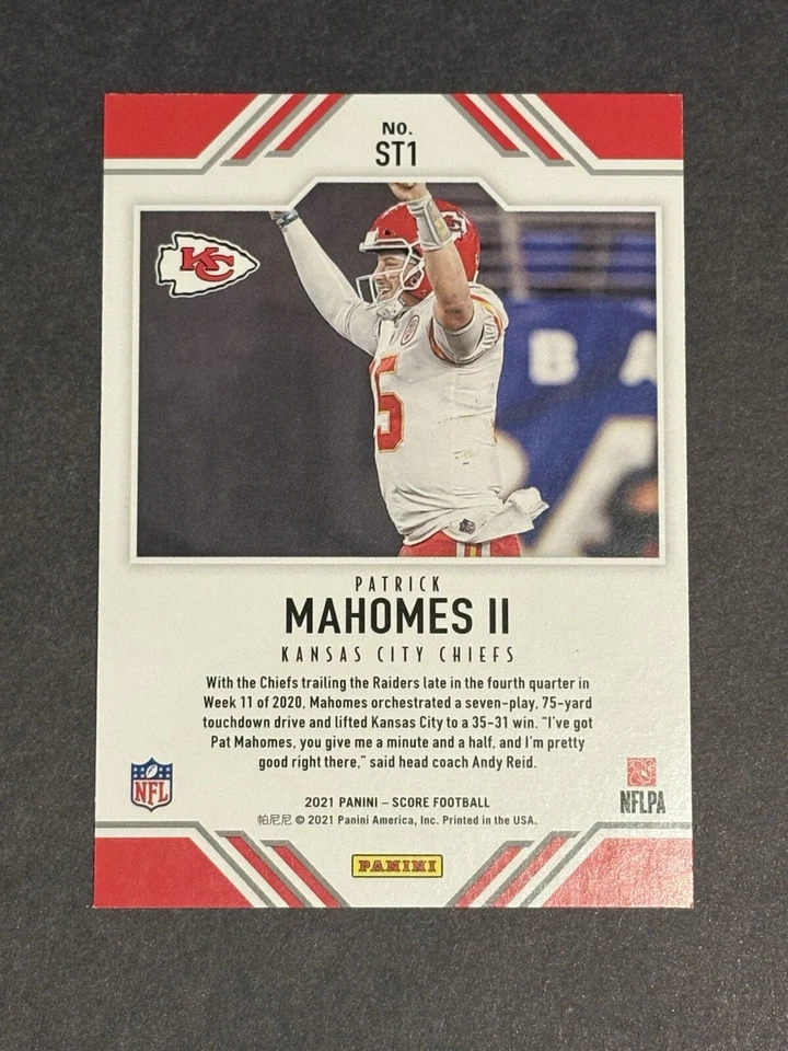 2021 Score Team #ST1 Patrick Mahomes II  Kansas City Chiefs Super Bowl - Image 2 of 3