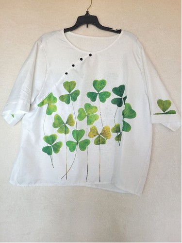 Women's White Shamrock CloverTop 5XL - Picture 1 of 7