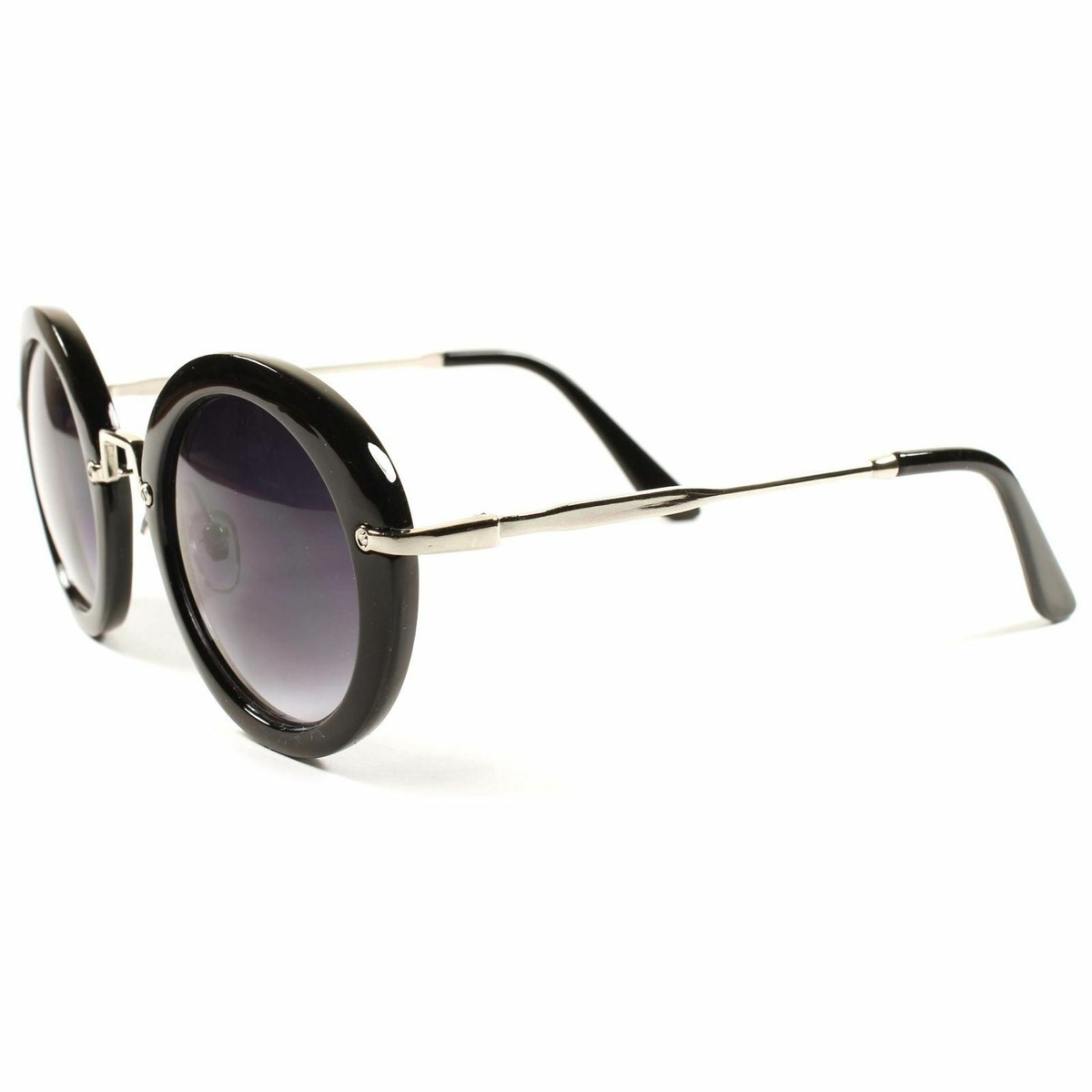 CIRCULAR BLACK CELEB SUNGLASSES *NEW* Elegant Celebrity Fashion Vintage Retro Black Womens  main image 4
