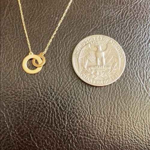 "Mini collar circular entrelazado de oro amarillo sólido real de 14 K - ajustable 16""-18" - Imagen 3 de 12