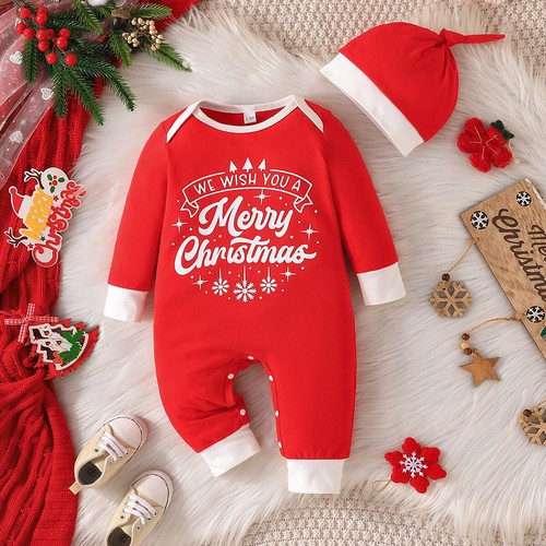 Neugeborenes Säugling Baby Junge Mädchen Weihnachten Overall Strampler Body Overall Kleidung - Bild 3 von 24