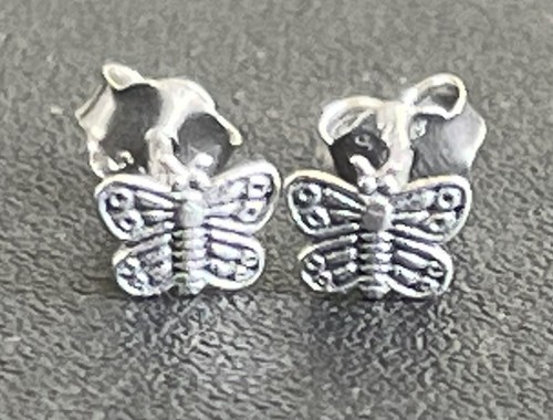 Butterfly .925 sterling silver stud earrings small 4mm + Gift Box