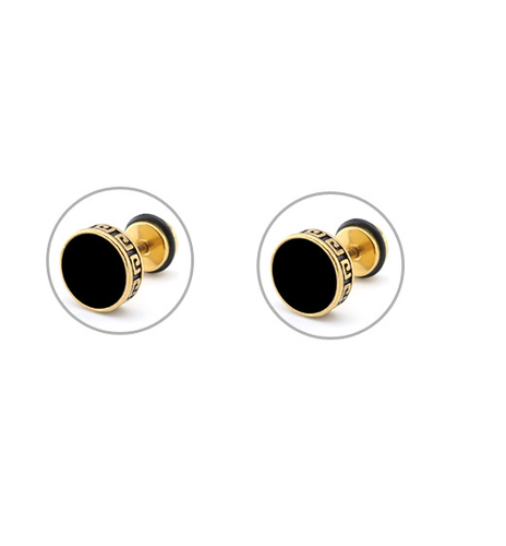 Men Women Stainless Steel Enamel Round Screw Stud Earrings 6/8/10/12mm - Picture 7 of 9