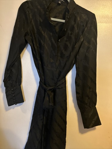 Vestido Banana Republic Negro 100% Seda S Mujer Con Cinturón - Imagen 8 de 10