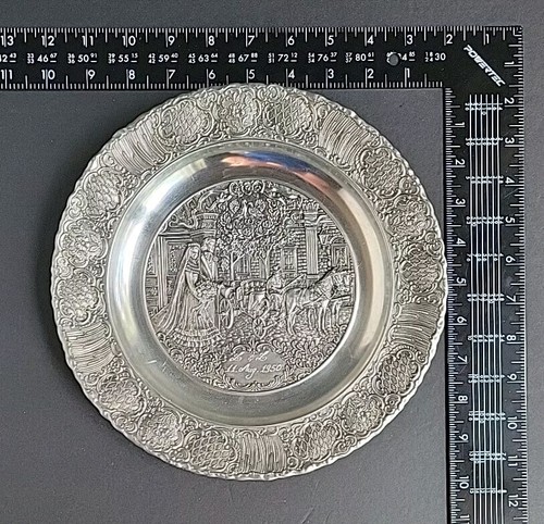 Vintage "MBF Zinn" 94% Pewter Wall Hanging Collectable Plate - L&L 11 Aug. 1950 - Picture 2 of 11