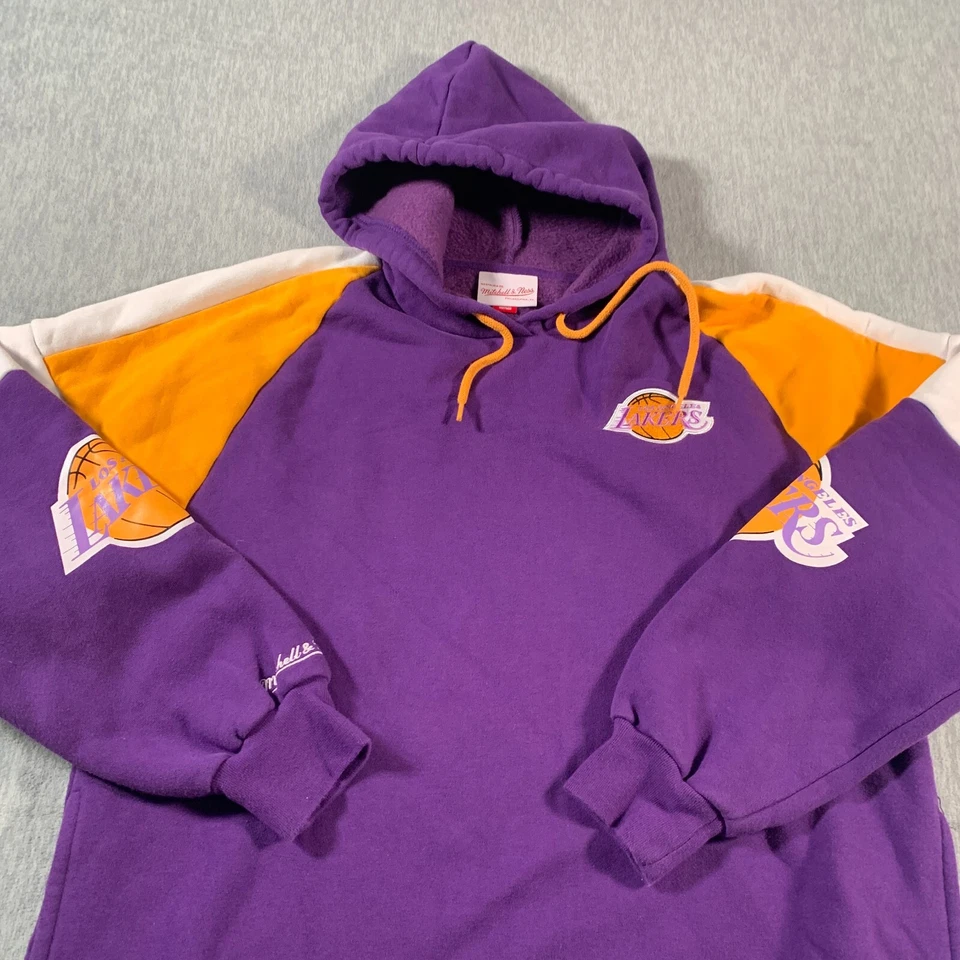 Sudadera con Capucha Los Angeles Lakers Adulto Grande Púrpura Mitchell Ness Madera Dura NBA Foto 2 de 4
