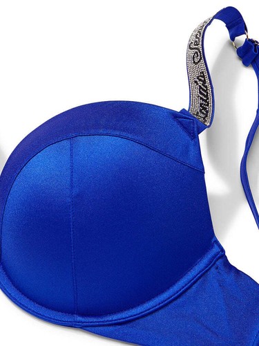 Victoria's Secret MUY SEXY JUEGO DE NATACIÓN PUSH UP diamantes de imitación brillan azul lado apretado - Imagen 12 de 16