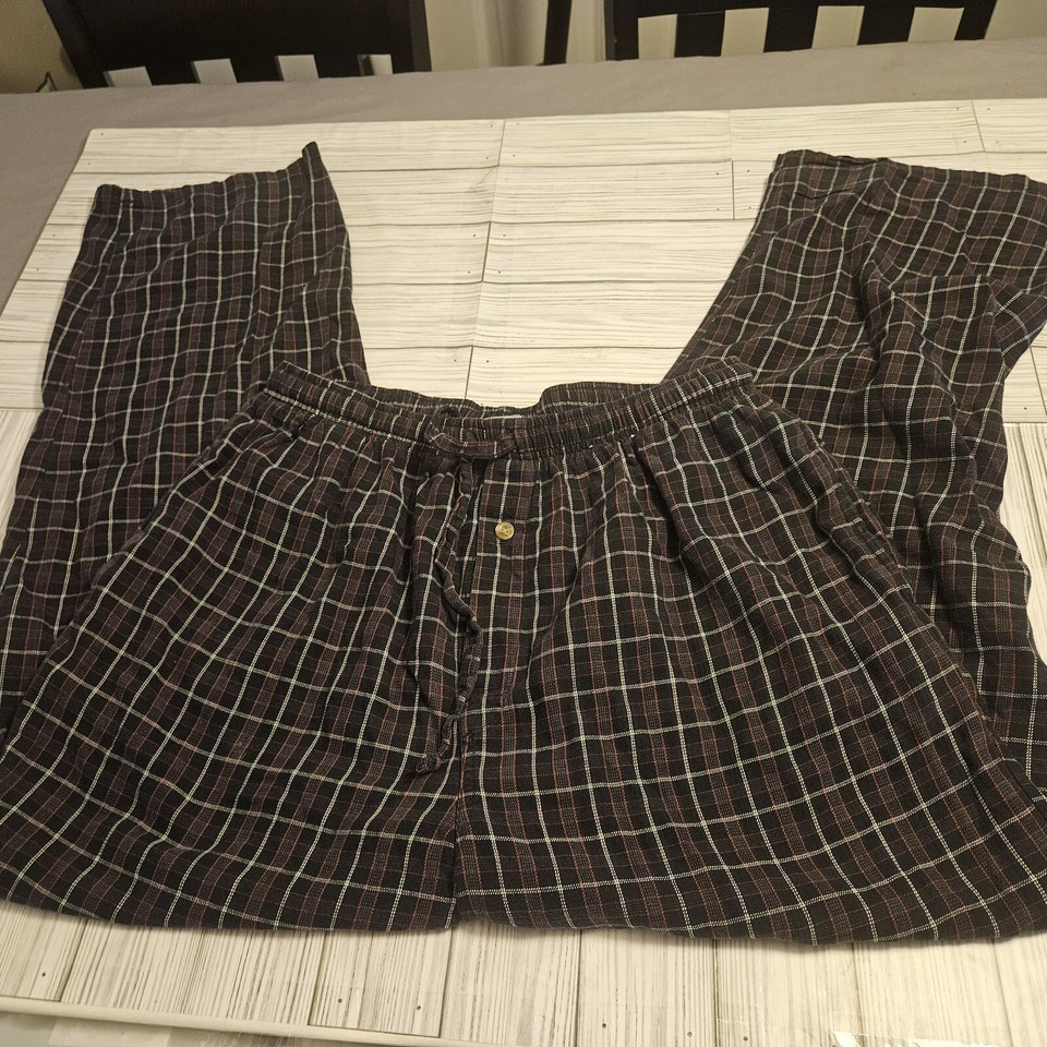 Stafford Essentials Pajama Pants Mens Large Blue Plaid Sleepwear eBay