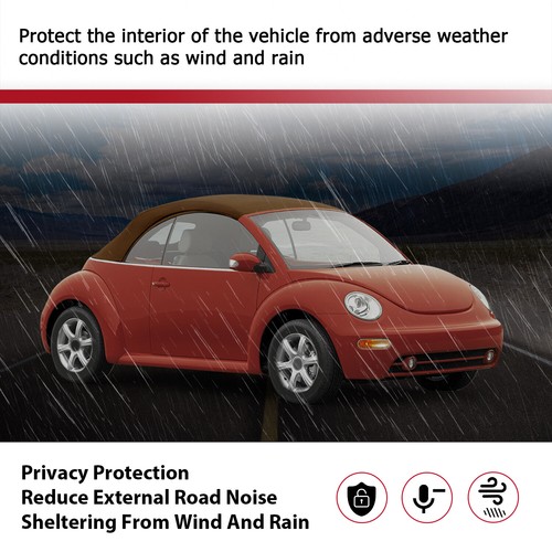 Convertible Soft Top w/Heated Glass Window For Volkswagen Beetle 2003-2010 - Tan - Picture 5 of 24