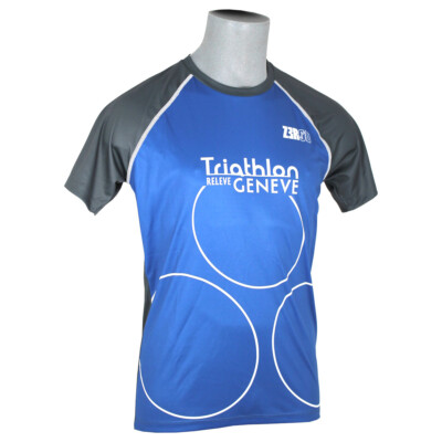 Zerod T-Shirt Herren Laufshirt Trainingsshirt Kurzarm blau grau Triathlon