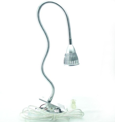 Clamp Clip on Gooseneck High Power LED Desk Table Light Lamp Ultra Bright Silver - Picture 2 of 11