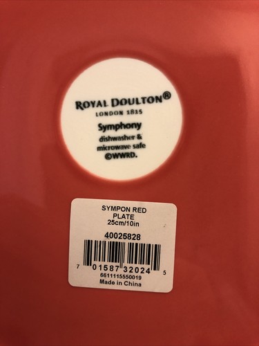 ROYAL DOULTON SYMPHONY RED 1815 DINNER PLATE NEW WITH TAG - Picture 3 of 3