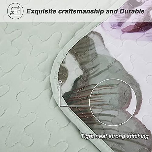 Leaves Floral Bedspread Set Quilted Coverlet Patchwork Queen King Bed Pillowcase - Picture 7 of 10