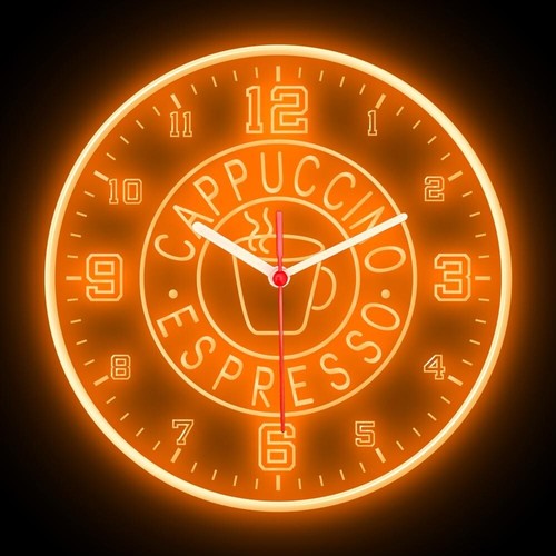 Orologio Neon Espresso Cappuccino Caffè Caffetteria Arredamento Casa Colorato Flessibile 10" - Foto 4 di 16
