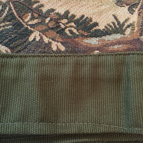 VINTAGE FRENCH AUBUSSON STYLE TAPESTRY WALL HANGING WOVEN TAB TOP BORDER 80"x34" - Picture 15 of 24