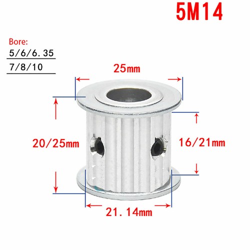HTD-5M Timing Belt Pulley 14 Teeth Bore 6mm - 10mm CNC Synchronous Wheel - Picture 9 of 9
