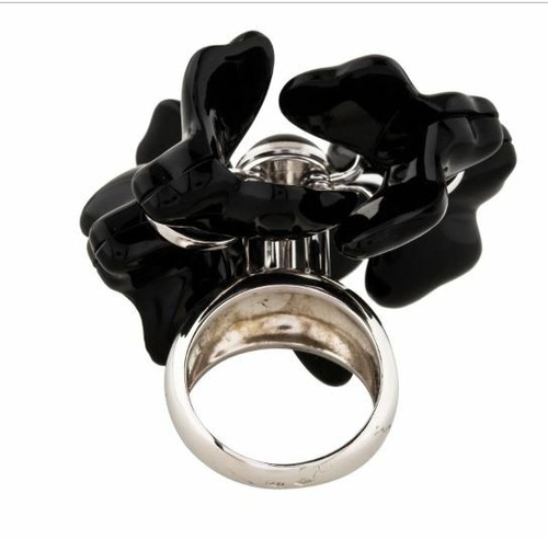 $1,485 Lalique Fleur de Papillon Black Butterfly Crystal Silver Ring mint in box - Picture 4 of 4