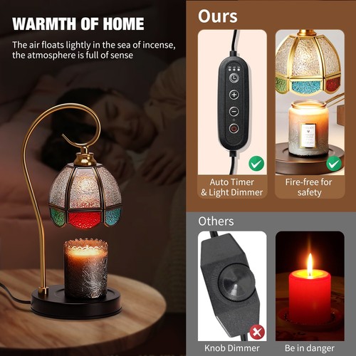 Candle Warmer Lamp With Timer Dimmer With 2 Bulbs Mom Women Gift - Picture 15 of 26