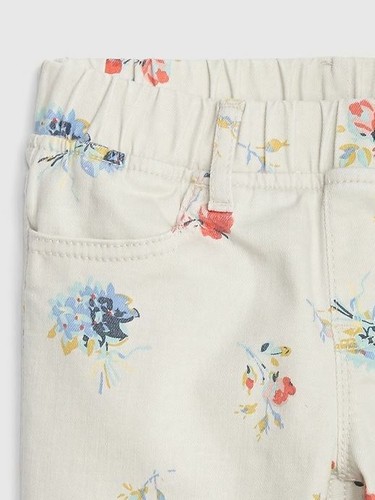 Gap Kids Girls Cream Floral Print Elastic Waist Pull On Cotton Ankle Jeggings 8 - Picture 4 of 4
