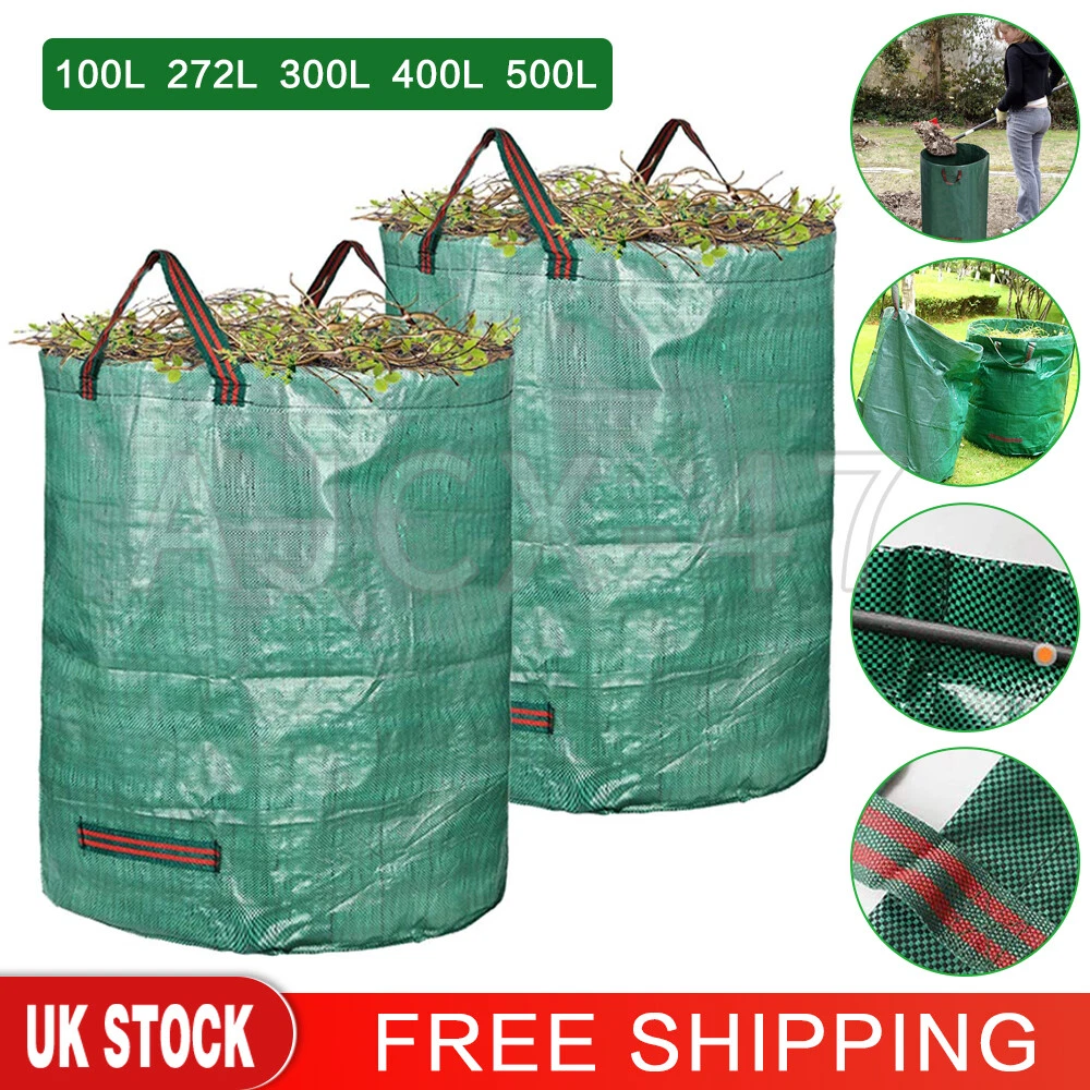 Garden Waste Bags 100/500L Refuse Large Heavy Duty Sack Grass Leaves  Rubbish Bag