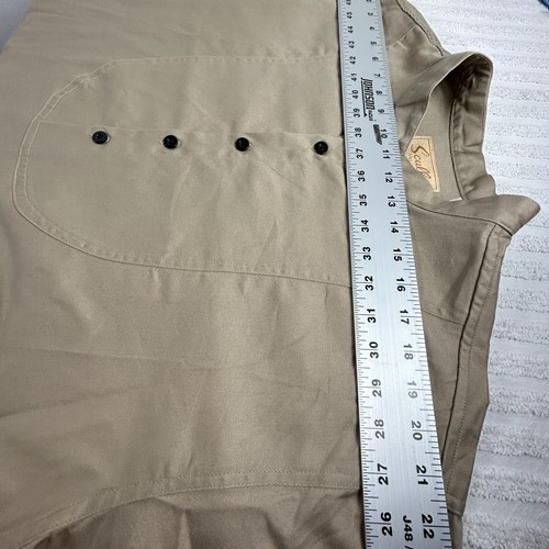 Scully Mens XL Brown Cotton Western Henley Bib Band Collar Button Down Shirt - Picture 5 of 8