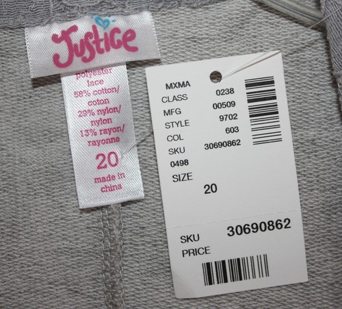 NWT Girls Justice Light Gray Jeweled Cardigan Size 20 - Picture 4 of 4
