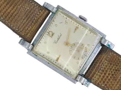 VINTAGE 1940s CORTEBERT TANK MECHANICAL SWISS MOVEMENTWATCH *WORKING
