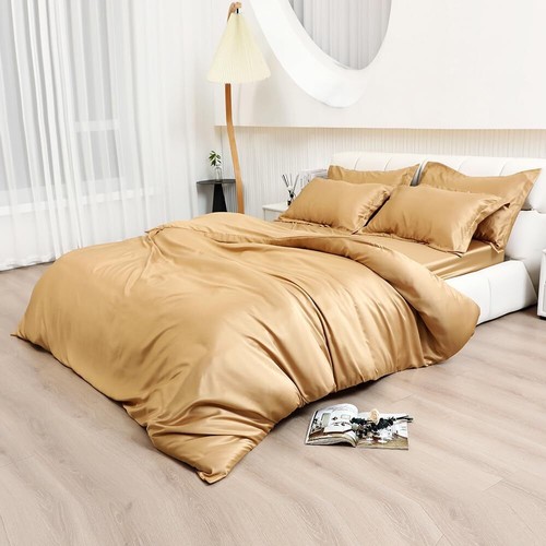 6Pcs Satin Bedding Set Duvet Cover Fitted Sheet &4 Pillow Case Double Super King - Picture 51 of 56