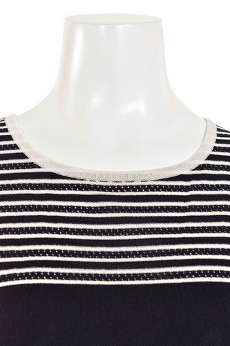 Exclusively Misook Black/White Striped Sleeveless Acrylic Knit Top Shell sz L - Picture 3 of 8