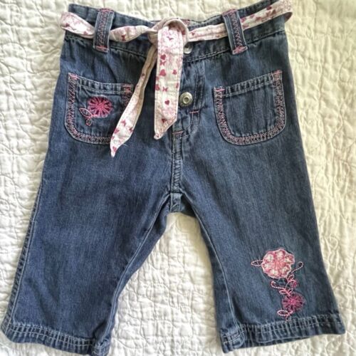 Lee Riders Infant Girls’ Size 12 Months Denim Jeans Embroidered w/ Belt EUC - 第 1/5 張圖片
