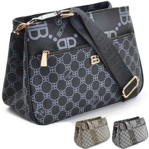 Bolsa Firmada briciole Múltiples Bolsillos Nuevo Negra Mujer Fantasía Logo Zip