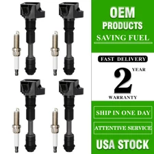 4X Ignition Coil & Iridium Spark Plugs for Volvo S60 V60 V90 XC60 XC90 OEM#UF756