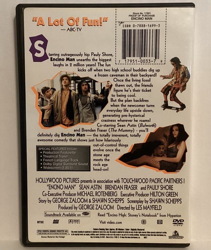 Encino Man DVD 1992 Brendan Fraser Paula Shore Widescreen - Picture 2 of 3