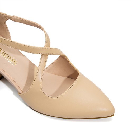 Women Cross Ankle Strap Close Pointed Toe Low Chunky Heel Wedding Pump Shoes - Picture 26 of 37