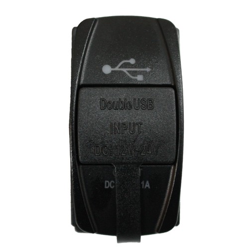 Power Outlet Dual USB Car Charger Adapter 5V 3.1A LED WHITE Rocker Switch Size - Imagen 2 de 5