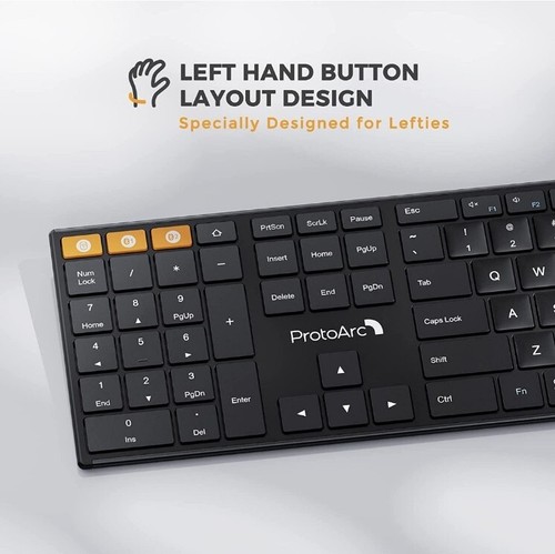 Left-Handed Wireless Keyboard Bluetooth 2.4G Ultra-Thin Rechargeable Silent NEW! - Picture 4 of 7
