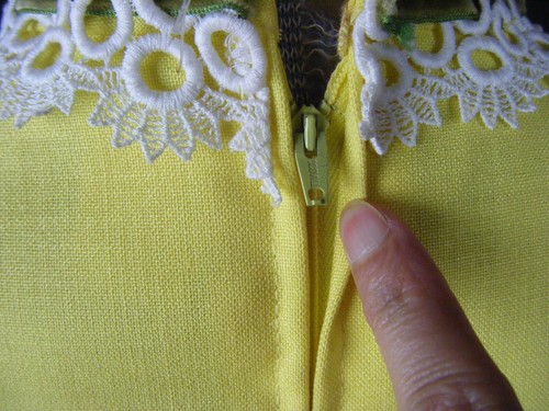 LORRIE DEB Vtg 60s Lemon Yellow White Lace Bow Party Long Dress-Bust 35/XS - Picture 9 of 10
