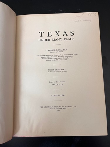 "Texas Under Many Flags" by Clarence B. Wharton 4 Vols. Hardcover 1st Ed. 1930 - Picture 9 of 10