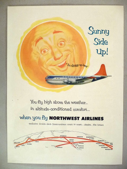 Northwest Airlines PRINT AD - 1953 ~~ double-deck ...