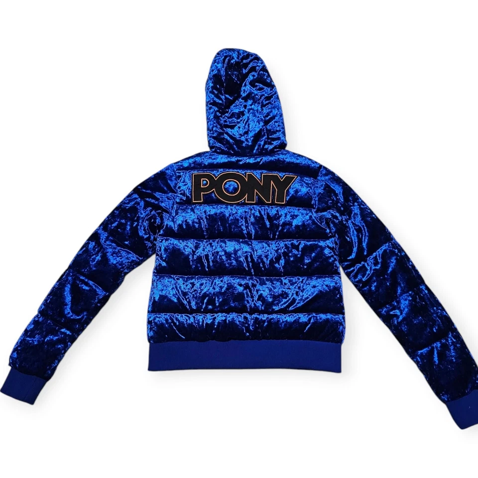 Forever 21 X пони сотрудничества синий бархат с капюшоном пуховик куртка. Женский размер S. - Изображение 3 из 4