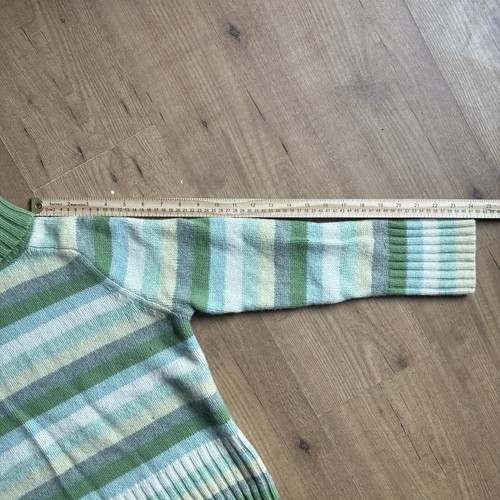 Vintage GAP Y2K Women's Medium Wool Blend Striped Green Turtleneck Sweater Boxy - Picture 19 of 20