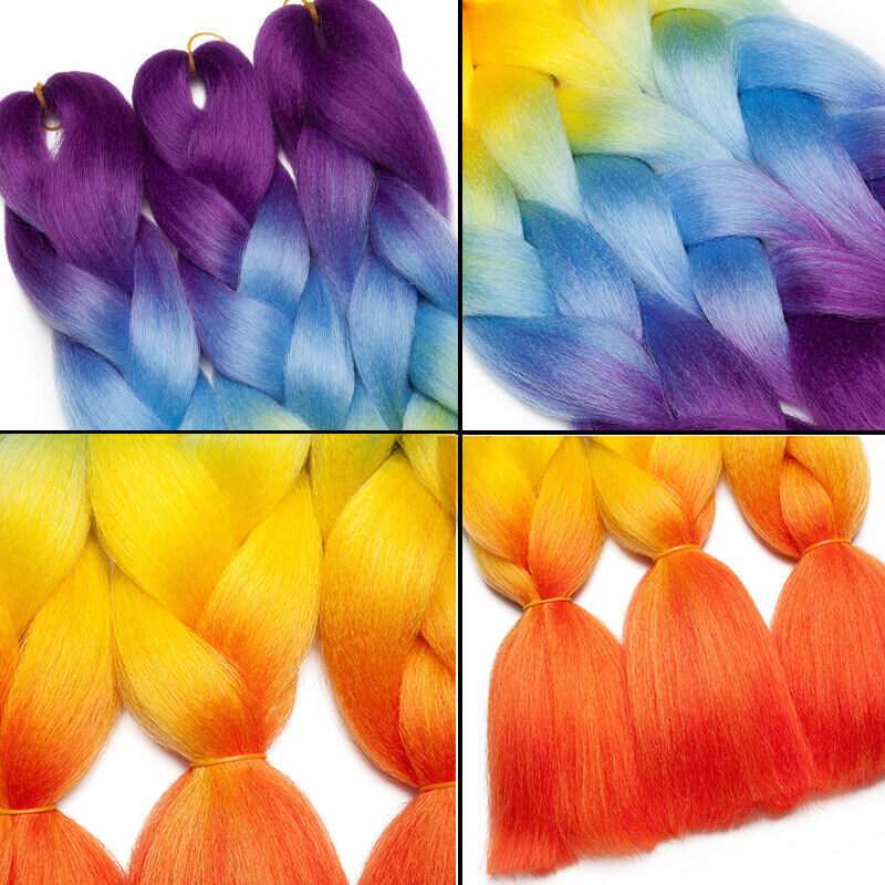 Multi Colored Afro Crochet Braids Hair Extensions Straight Jumbo Braiding Ombre - Picture 5 of 67