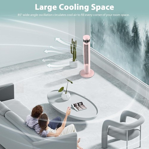 36 inch, Pink Tower Fan Portable Electric Oscillating Fan,Remote,3 Speeds, Timer - Picture 3 of 7