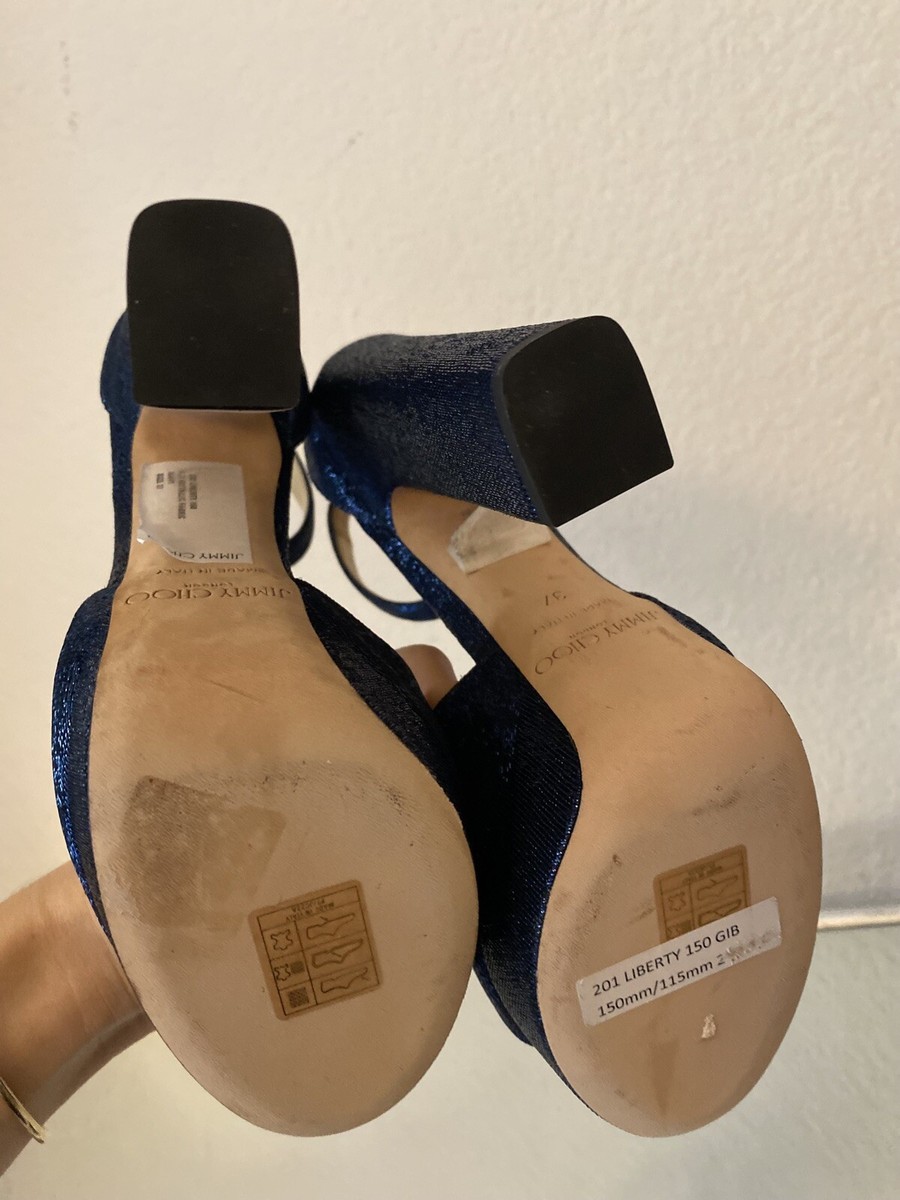 New Jimmy Choo Blue metallic Liberty 150 Sandals 37 $995 | eBay