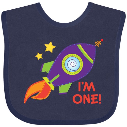 Inktastic 1st Birthday Rocketship One Year Old Baby Bib First Babys Space Girl