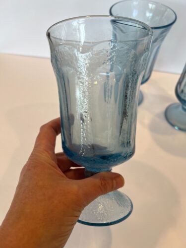 Vtg Fostoria Woodland Blue Footed Ice Tea Glasses Goblets Set Of 3 Etched Frost - Picture 4 of 7