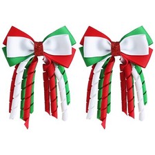 2PC Christmas Curly Ribbon Hair Bow Clips 3 Inch Women Girls Party Dress up H...