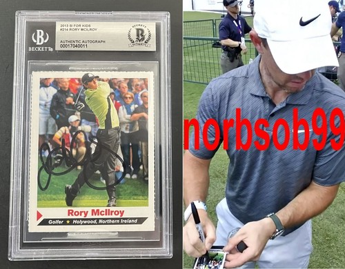 RORY MCILROY SIGNIERT 2013 SI FÜR KINDER KARTE mit GENAUEM VIDEO BEWEIS BECKETT BGS PLATTE